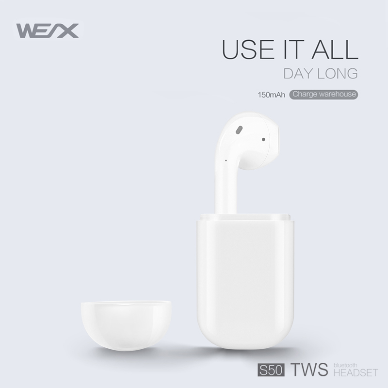 WEX S50 Wireless Ohrhörer, echtes drahtloses Stereo -Headset, Bluetooth 5.0 Ohrhörer